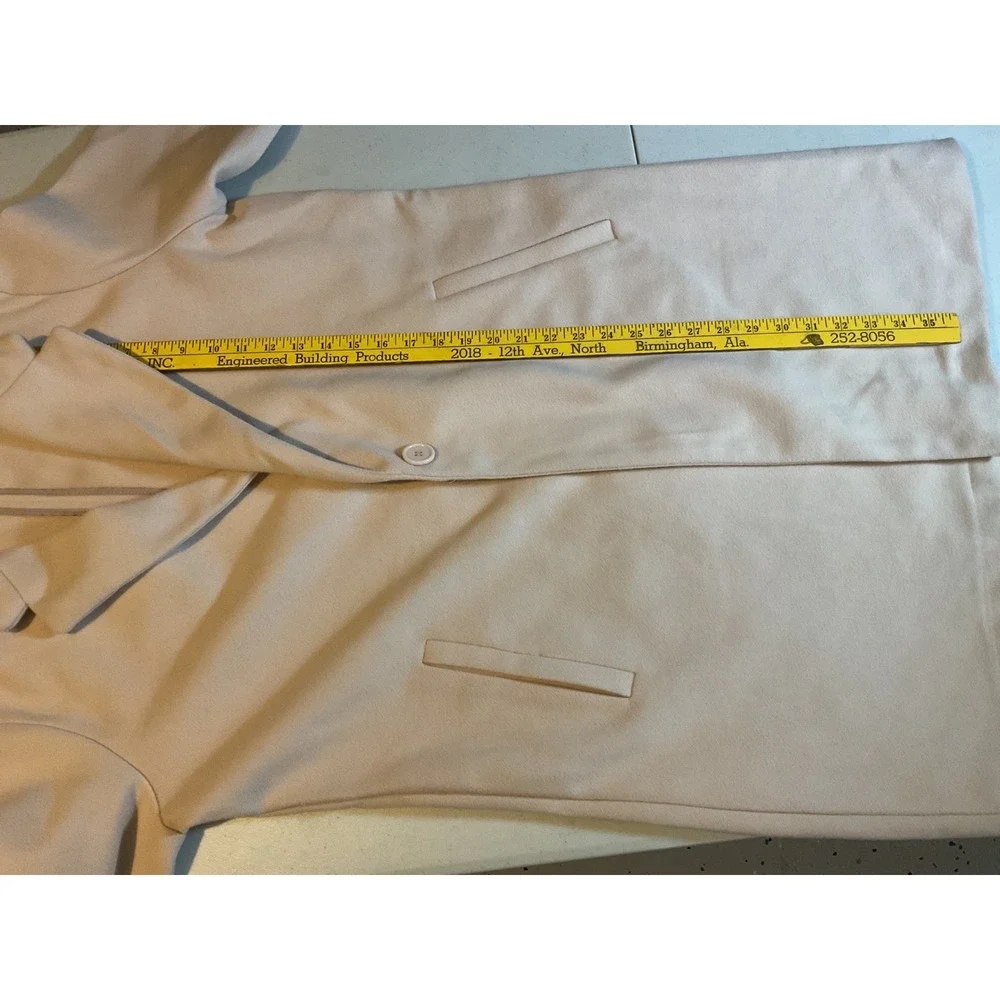 BEIGE Lapel‎ Long Sleeve Single Button Cozy Midi Coat Women Size L